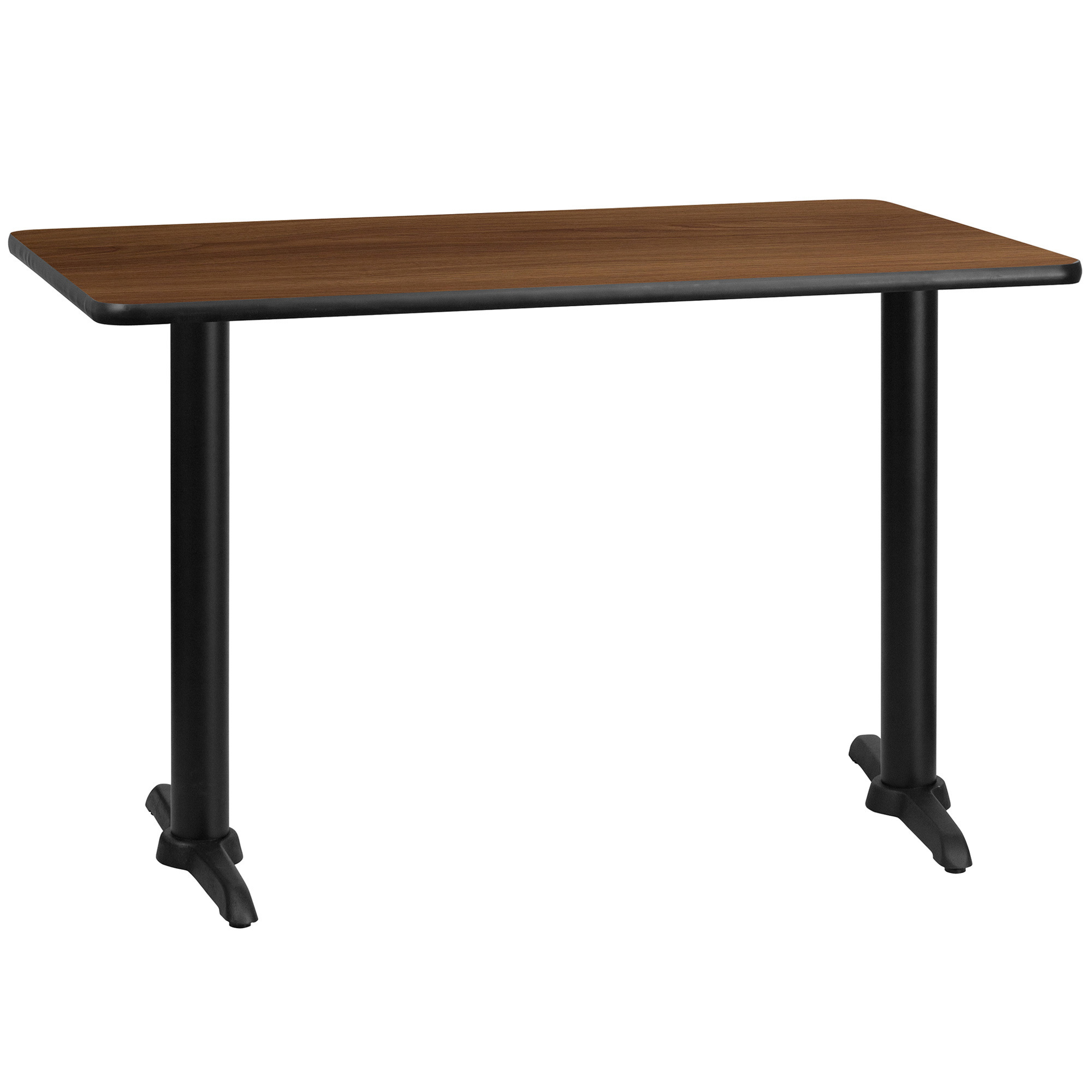 Flash Furniture 48in.L x 30in.W Table with Laminate Top and T-Base, Reversible Natural/Walnut Top, Model# XUWA3048T0522